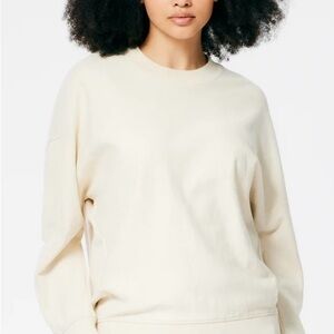 Tibi Cocoon Crewnwck Sweatshirt in Ivory XL